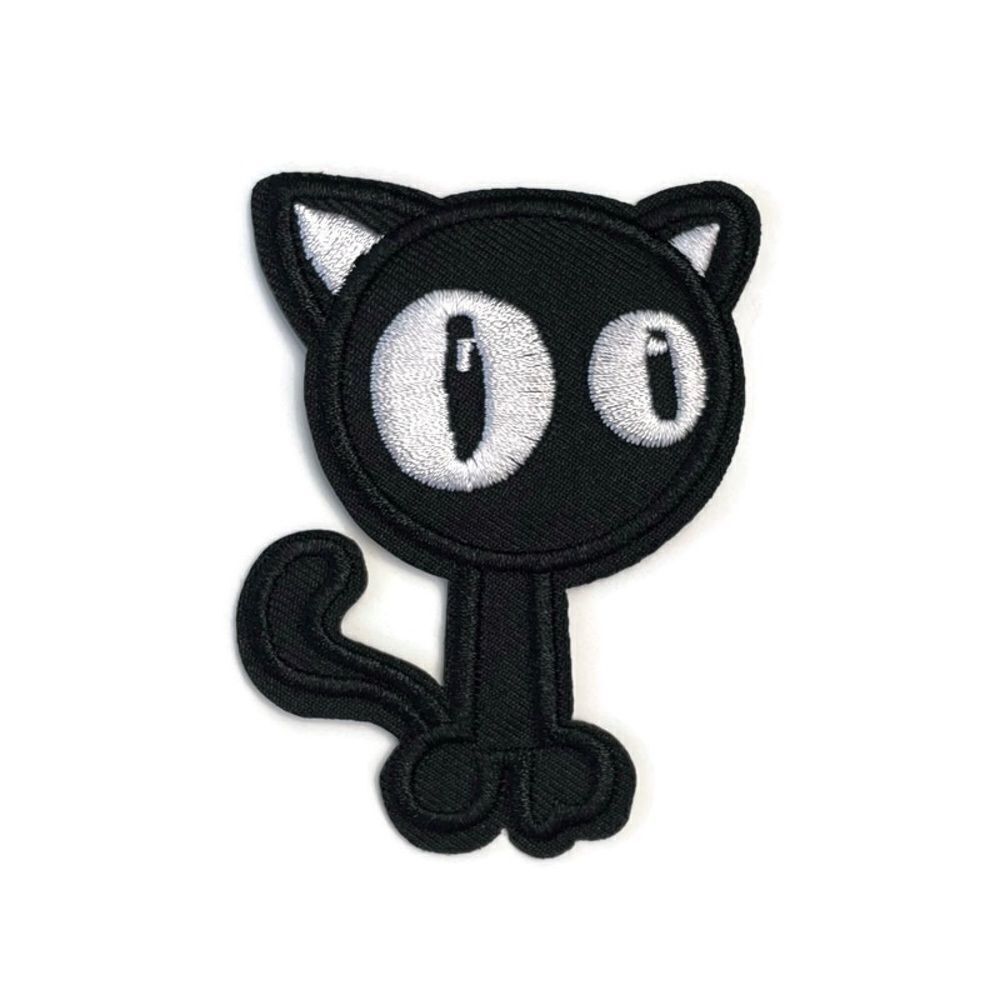 Black Cat Kawaii Goth Embroidered Patch
